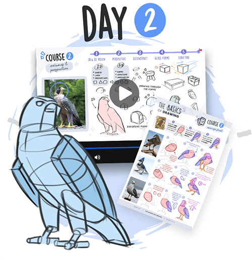 free beginner drawing course day 2: volume and perspective